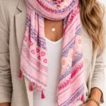 Écharpe Ethnique À Motifs Graphiques Et Pompons