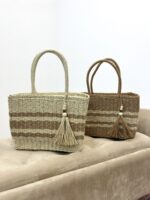 Sac Cabas Effet Paille Tressée À Pampille Esprit Bohème Chic – Image 2