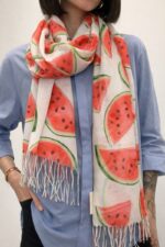 Écharpe Fluide En Viscose À Imprimés Fruités