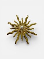 Broche Soleil Dorée Ornement Perle & Cristaux