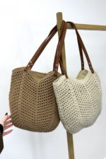 Sac Cabas Crochet À Anses Effet Cuir Esprit Bohème Chic – Image 2