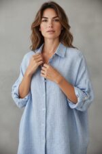 Chemise Rayée Aspect Gaufré Oversize