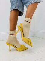 Chaussettes Lurex à Message Brodé Cœur