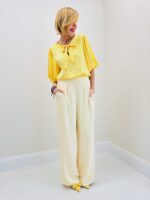 Blouse Fluide À Nœud Encolure Et Manches Ballon - Marque Ema Blues – Image 3