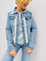 Veste En Jean Brodée À Détails Dentelle