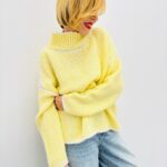 Pull Surpiqué en Maille Douce à Col Montant