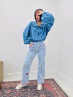Jean Wide Leg Vichy Brodé – Esprit Fun & Créatif