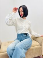 Chemise en Coton à Petits Pois & Volants – Élégance Douce – Image 3