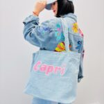 Sac Cabas En Denim À Message Brodé