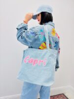 Sac Cabas En Denim À Message Brodé
