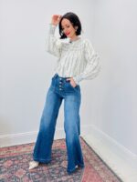 Chemise En Coton Rayé À Motifs Floraux Et Smocks Brodés – Image 3