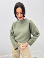 Pull En Viscose À Col Montant Et Détails Boutonnés – Image 7