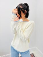 Pull En Coton À Encolure Bateau – Détails Contrastés & Esprit Casual Chic