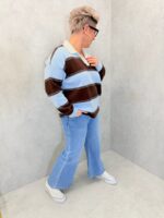 Pull rayé esprit polo rose et chocolat – Grande Taille – Style casual chic et confort absolu – Image 4