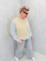 Pull sans manches en maille douce rose chiné – Grande Taille – Confort moderne et allure tendance – Image 5