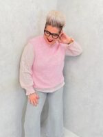 Pull sans manches en maille douce rose chiné – Grande Taille – Confort moderne et allure tendance