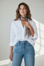 Foulard Satiné À Motifs Graphiques Esprit Chic & Polyvalent