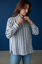 Chemise Rayée En Coton À Col Officier Et Coupe Fluide – Image 3