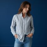 Chemise Rayée En Coton À Col Officier Et Coupe Fluide