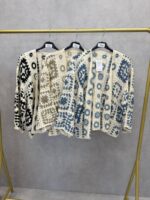 Veste En Crochet Brodé À Motifs Graphiques – Image 4