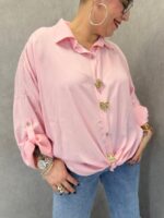 Blouse Fluide Pastel À Boutonnage Bijou – Élégance Décontractée Grande Taille – Image 4