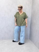 T-Shirt Grande Taille Fluide Col V À Manches Courtes – Image 4