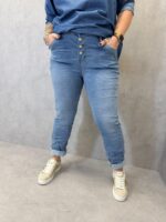 Jean Slim Stretch Grande Taille À Boutonnage Apparent – Effet Froissé Tendance
