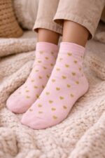 Chaussettes Motif Cœurs Dorés