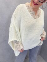 Pull Maille Aérée Col V Manches Chauve-Souris – Grande Taille – Image 4