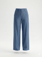 Pantalon Effet Denim Coupe Barrel Taille Haute – Image 3