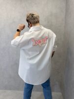 Chemise Oversize Grande Taille En Coton Blanc À Broderie “Amour” Dos – Image 6