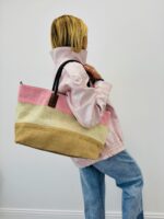 Sac Cabas Tressé Tricolore À Anses Contrastées – Image 8
