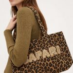 Sac Cabas Léopard En Velours Côtelé Brodé “Safari”