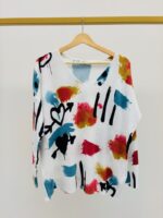 Pull Imprimé Artistique Col V Esprit Créatif Contemporain – Image 4