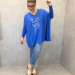 Haut Oversize “LOVE you” À Message Brodé – Confort Tendance Grande Taille