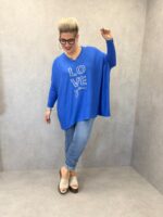 Haut Oversize “LOVE you” À Message Brodé – Confort Tendance Grande Taille