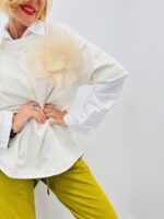 T-Shirt En Coton Avec Broche Fleur Amovible