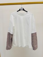 T-Shirt Manches Longues Trompe-L’Œil En Coton – Image 4