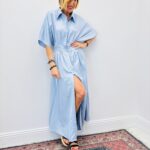 Robe Smockée Fluide En Viscose Et Lin