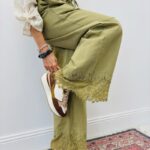 Pantalon En Toile De Jean Avec Détails Dentelle