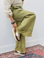 Pantalon En Toile De Jean Avec Détails Dentelle