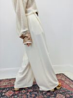 Pantalon Large À Pinces Taille Haute Écru – Image 2
