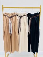 Pantalon Large Fluide À Ceinture Fantaisie Et Détail Foulard – Image 5