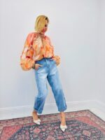 Blouse Fluide Imprimé Floral Col Noué Élégant – Image 4