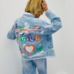 Veste En Jean 100% Coton Cœurs Peints