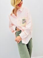Chemise Rayée Détail Poche Message Douceur Pastel