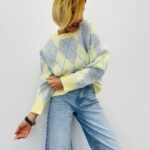 Pull Motif Argyle Pastel – Élégance Vintage Modernisée