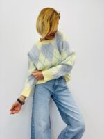 Pull Motif Argyle Pastel – Élégance Vintage Modernisée