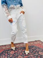 Pantalon Toile De Jeans Coupe Baggy Détail Patch