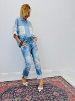 Chemise Détail Sequins Denim Chic – Image 2